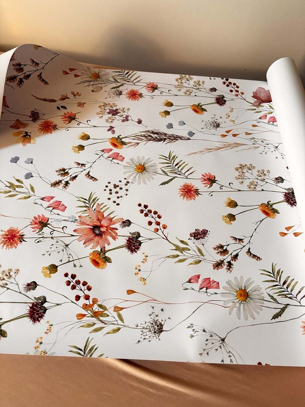 Watercolor Soft Wild Flowers Wallpaper Mural Width 24 inches Height 96 inches